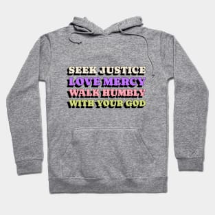 Seek Justice, Love Mercy, Walk Humbly With Your God Men Women Children Hoodie